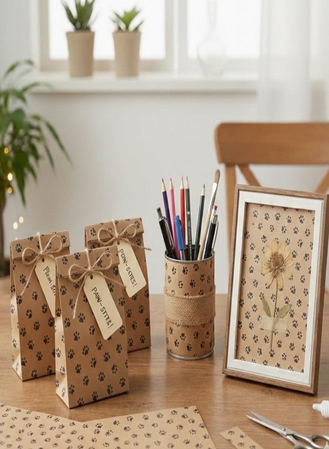 Baanki Queens Ragini Paper Products |Pack of 10 |Kraft Sheet with Paws Print/Animal Print| For Animals Theme Birthday Return Gift, Romantic Gift Wrap, Wrapping Paper for Anniversary, Wedding, Valentine's Day, Pet Parents - Image 4